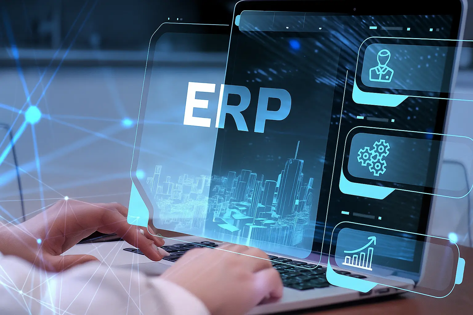 ERP System dashboard showing business analytics